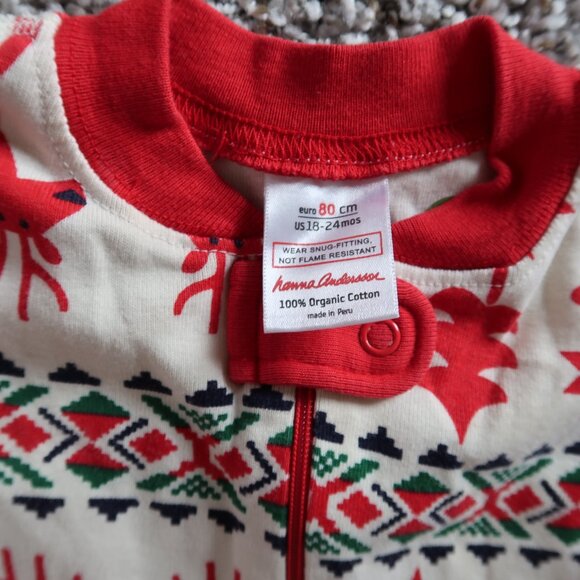 Hanna Andersson Organic Cotton Dear Deer Holiday Christmas Pj's Zip 18-24M - Picture 4 of 5